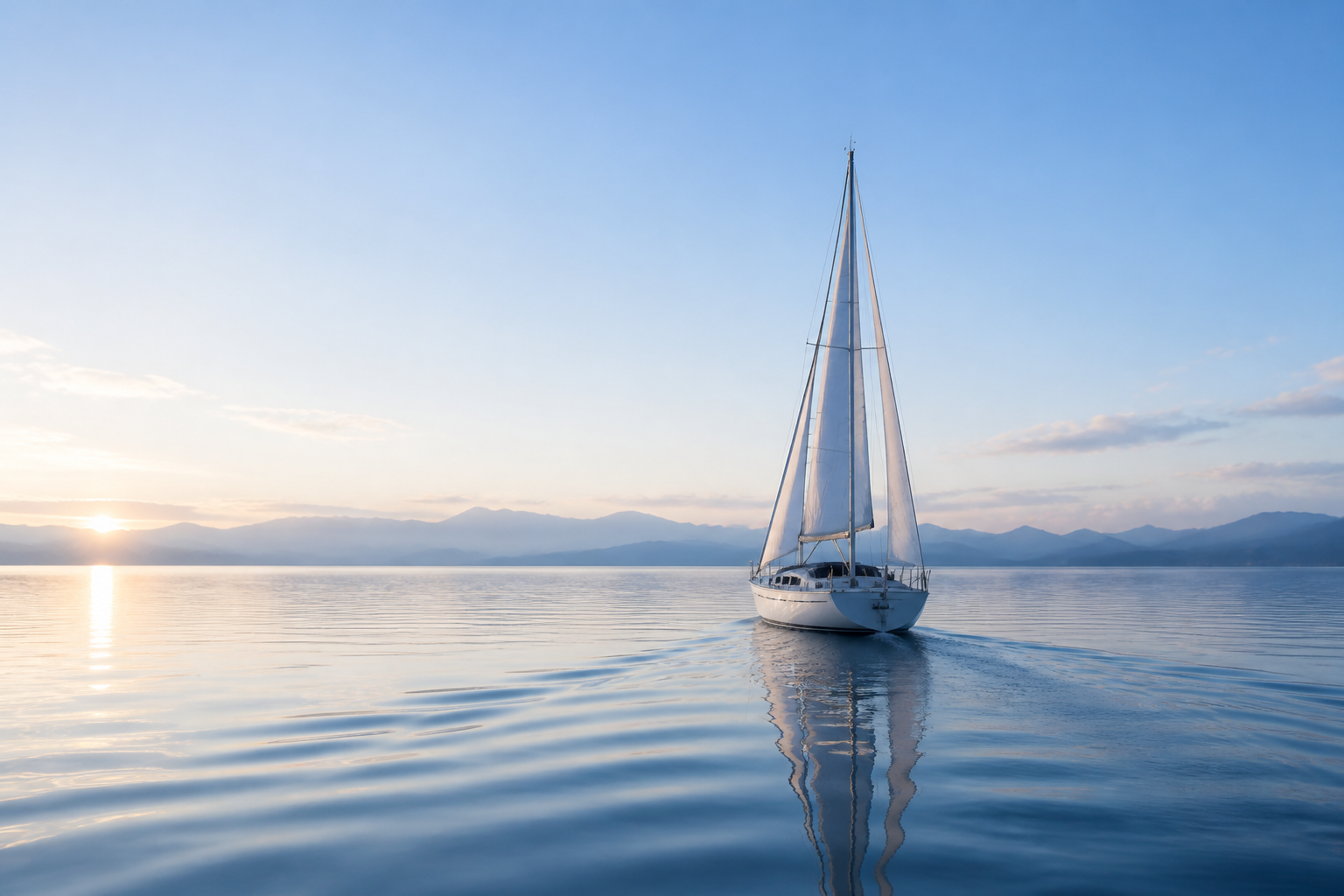 Sailboat heading toward the horizon